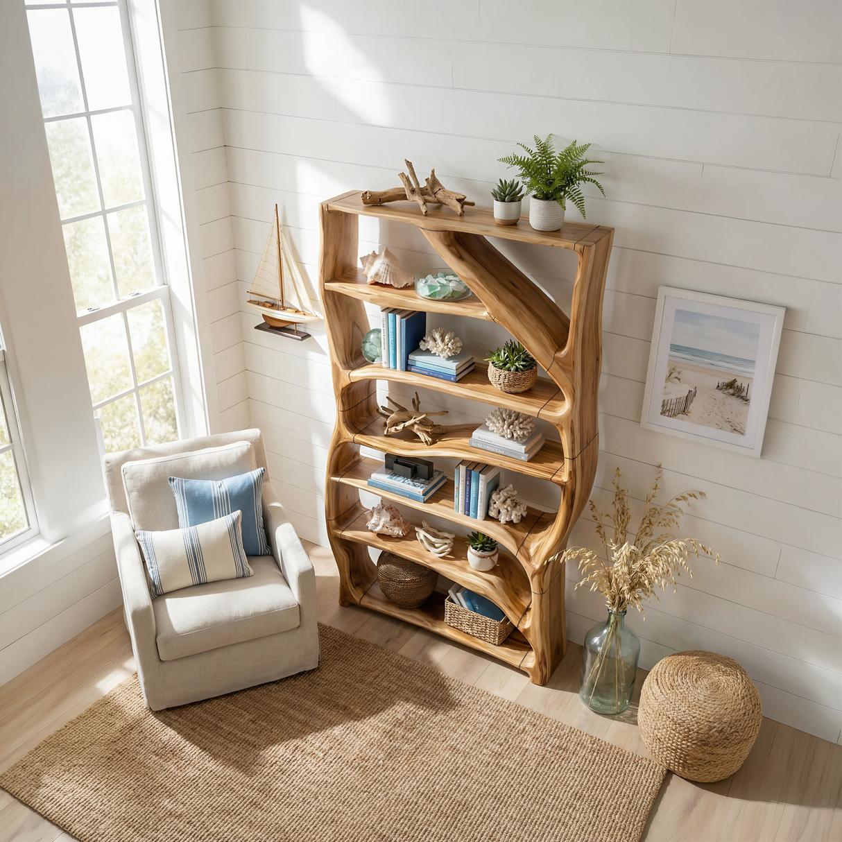 Minimalist Handcrafted Bookshelf Storage Organizer For Small Space