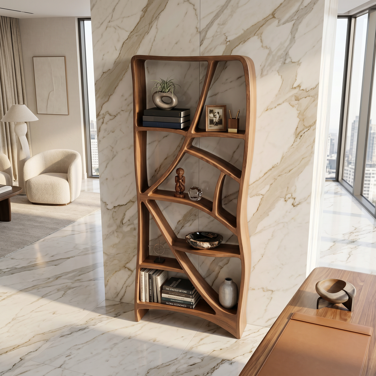 Minimalist Display Bookshelf For Cozy Lounge Corner