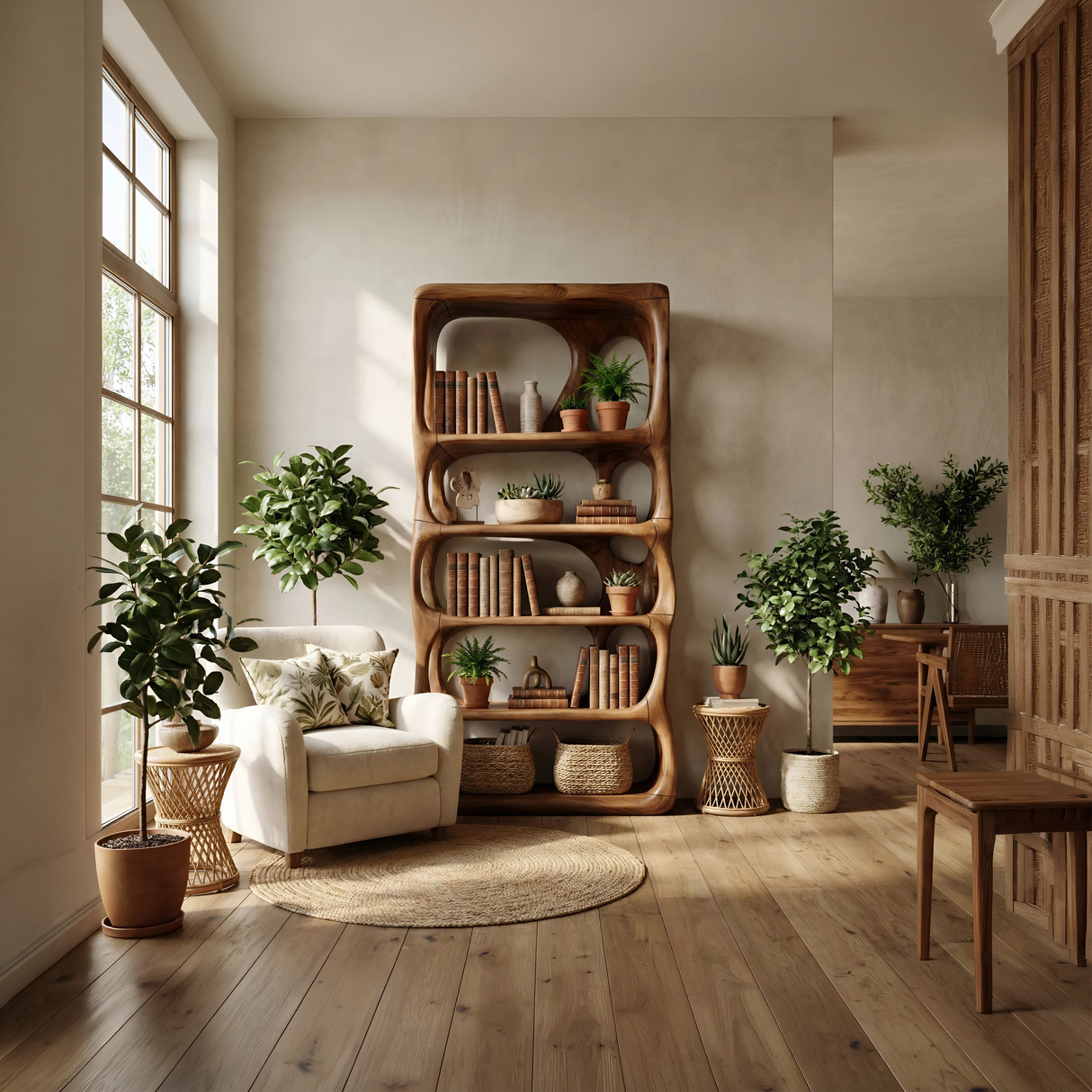 Farmhouse Handcrafted Bookcase Storage Organizer For Living Room