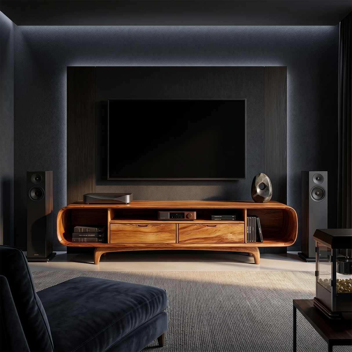 Rustic Walnut TV Cabinet For Lakeside Cabin Retreat