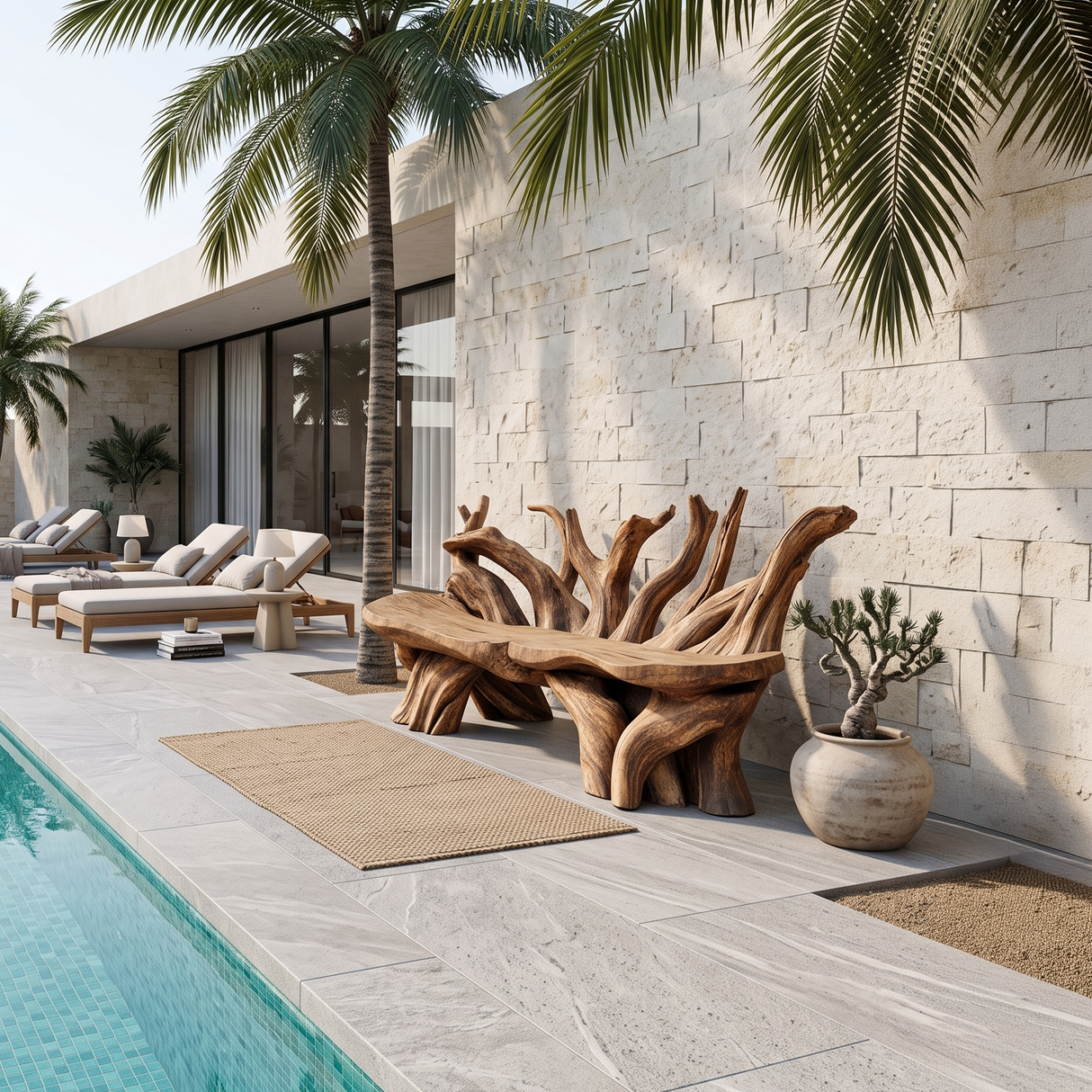 Mid Century Wooden Bench Outdoor Decor For Sleek Exteriors
