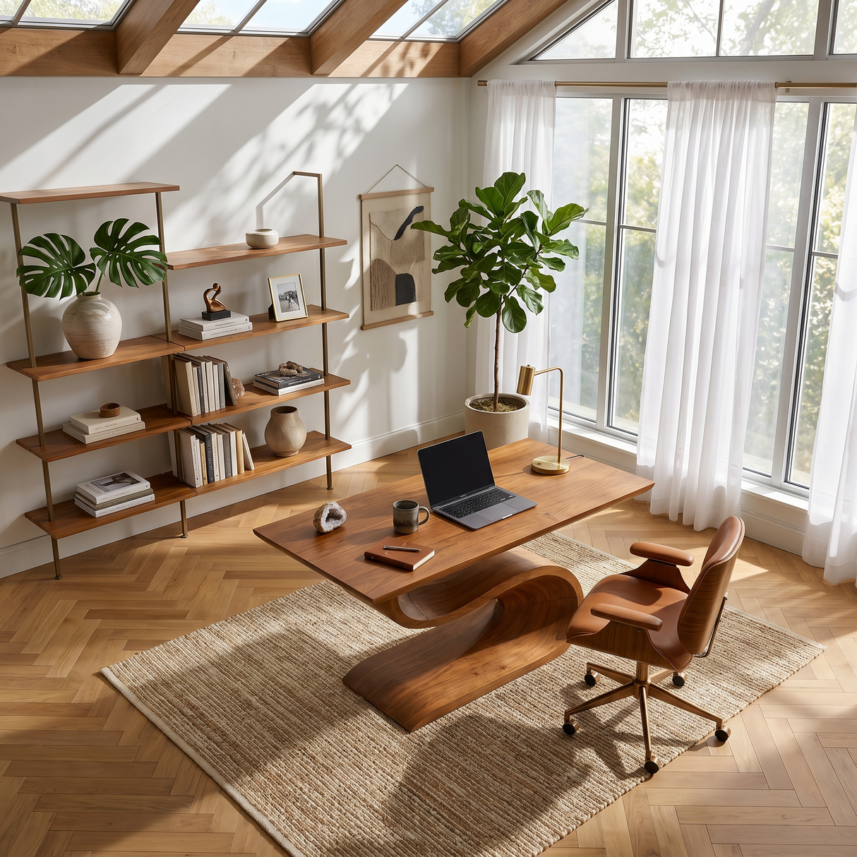 Contemporary Executive Desk For Open Workspace Interior Space