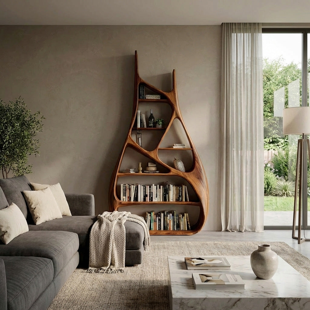 Minimalist Sculptural Bookshelf For Living Room Furniture