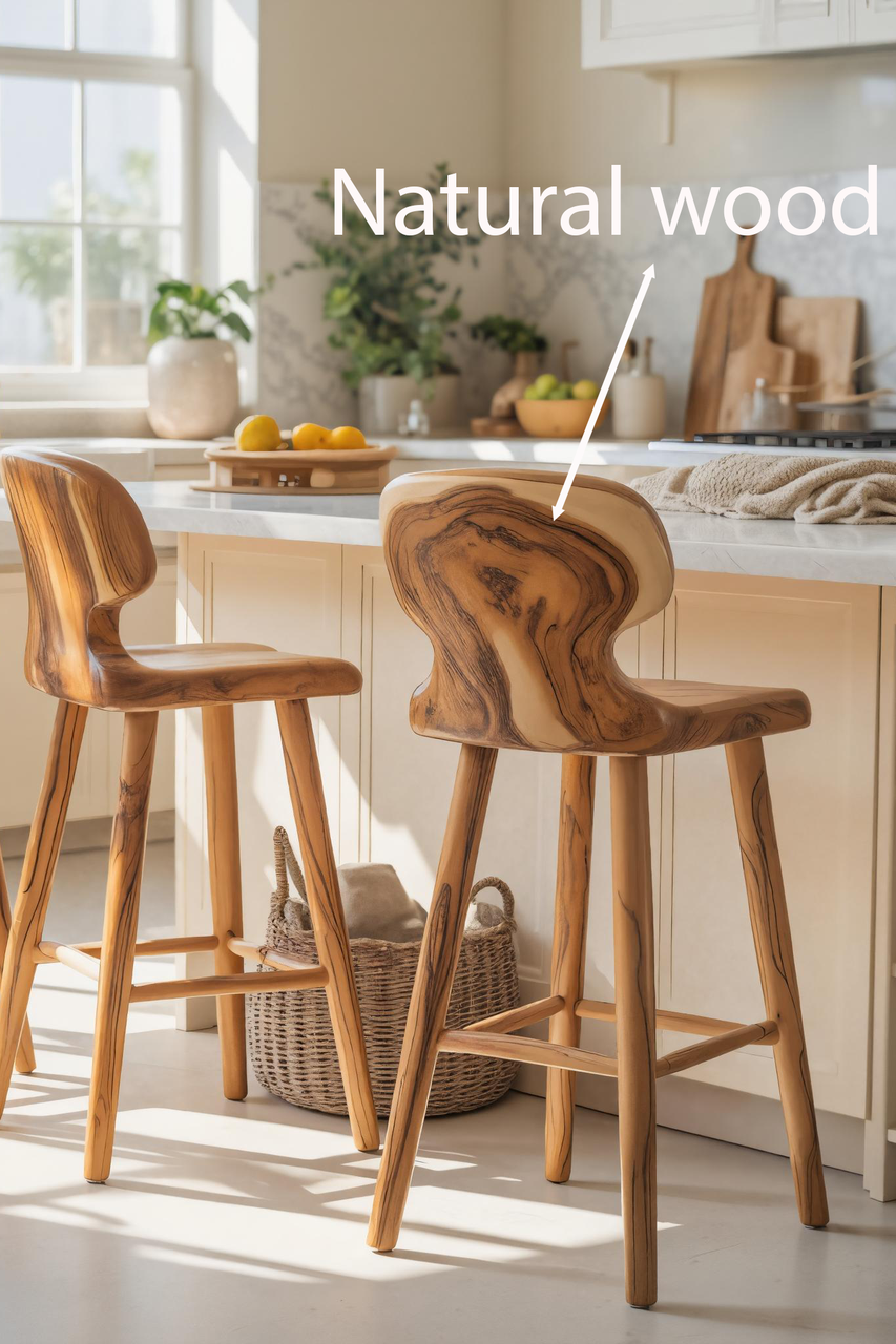 Modern Sculpted Bar Stools With Curved Backrest For Kitchen