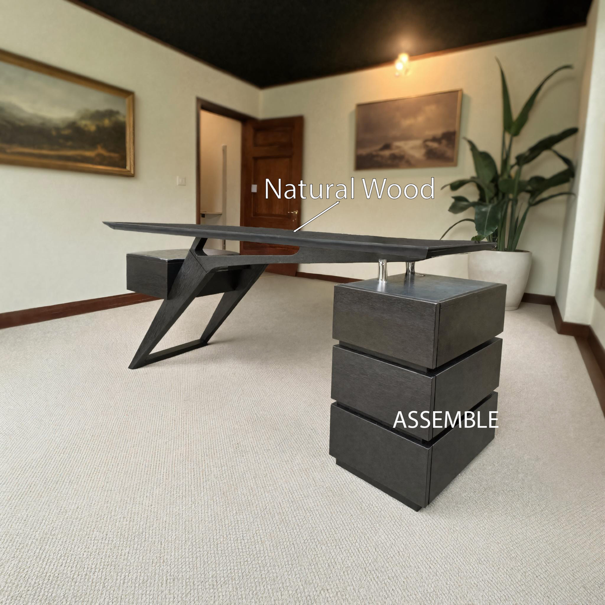 Modern Executive Desk With Sculptural Geometric Design For Workspace