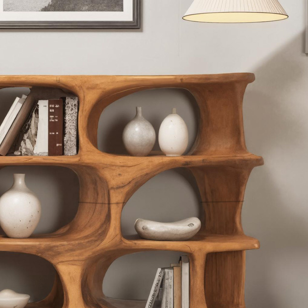 Modern Organic Sculptural Bookshelf For Living Room Or Office