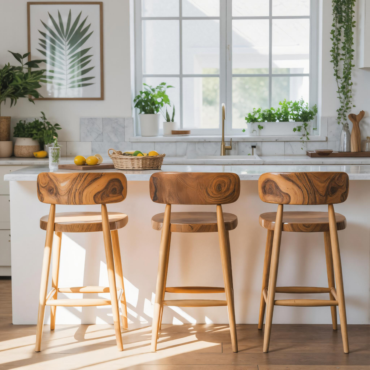 Mid Century Bar Stools With Backrest For Kitchen Or Dining Room