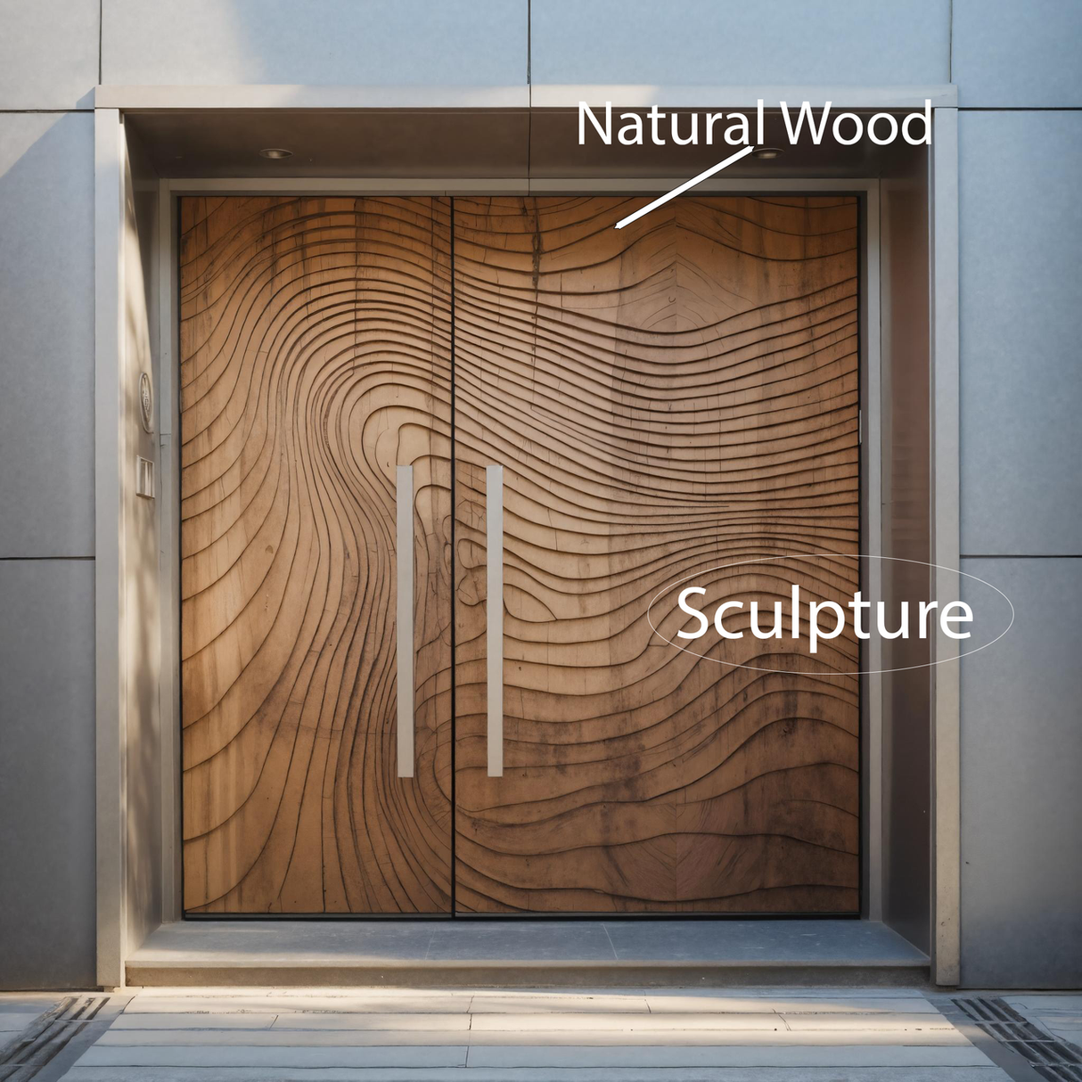 Modern Double Front Door With Wave Carved Design For Luxury Home