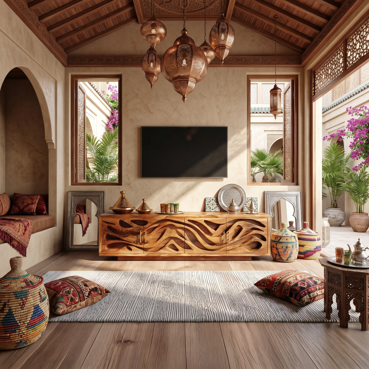 Mediterranean Coastal TV Stand For Santorini Style Bedroom