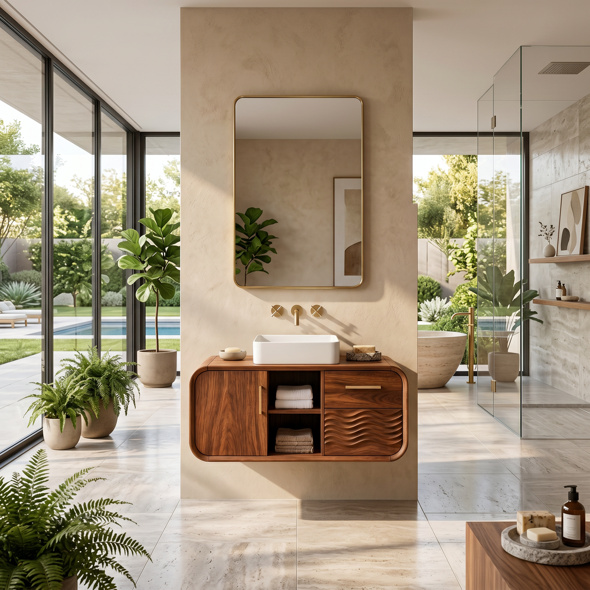 Mid Century Floating Vanity With Storage For Bathroom