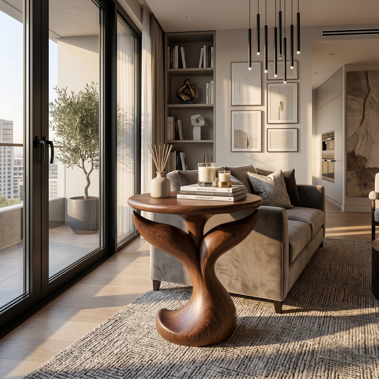 Biomorphic Leaf Side Table Entertainment Lounge