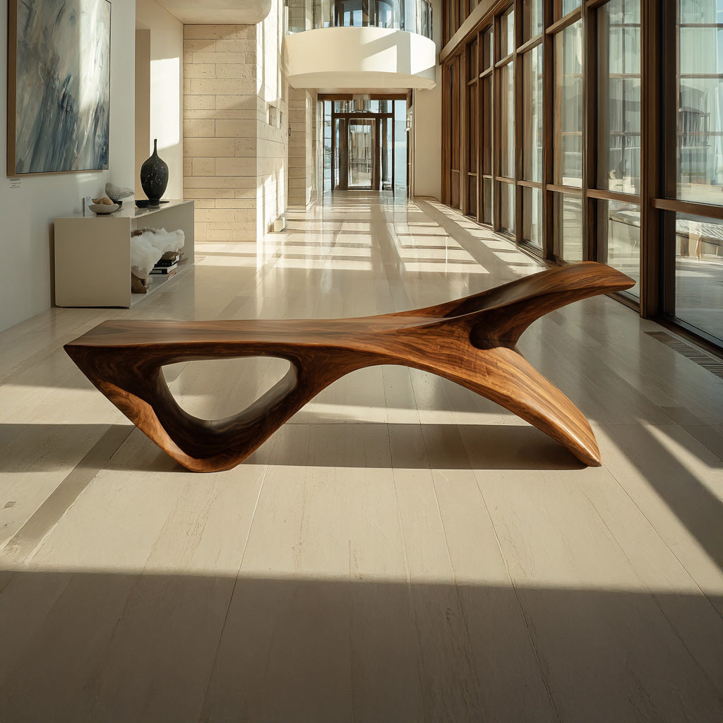 Organic Modern Sculptural Bench For Entryway