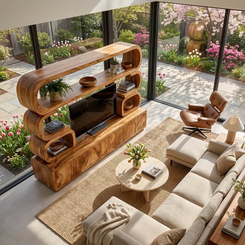 Contemporary Wooden TV Cabinet For Home Living Space