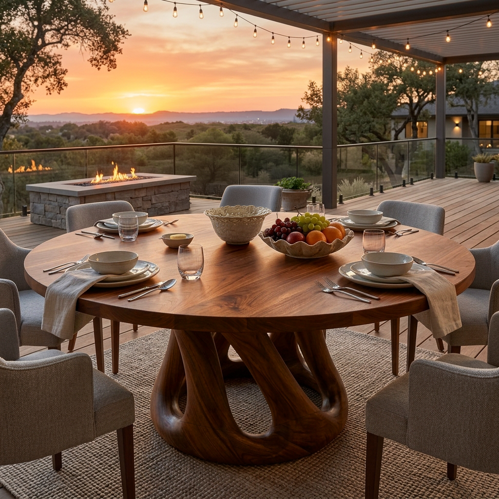 Modern Wooden Dining Table With Pedestal Base For Kitchen
