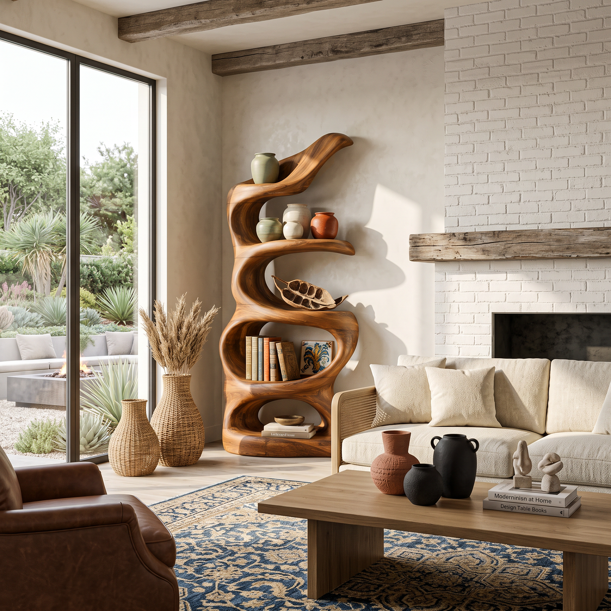 Organic Abstract Freeform Bookcase For Designer Living Room