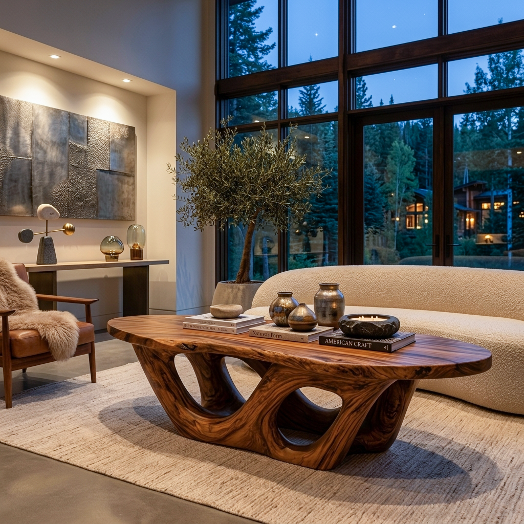 Sculptural Coffee Table With Open Loop Base For Luxury Living