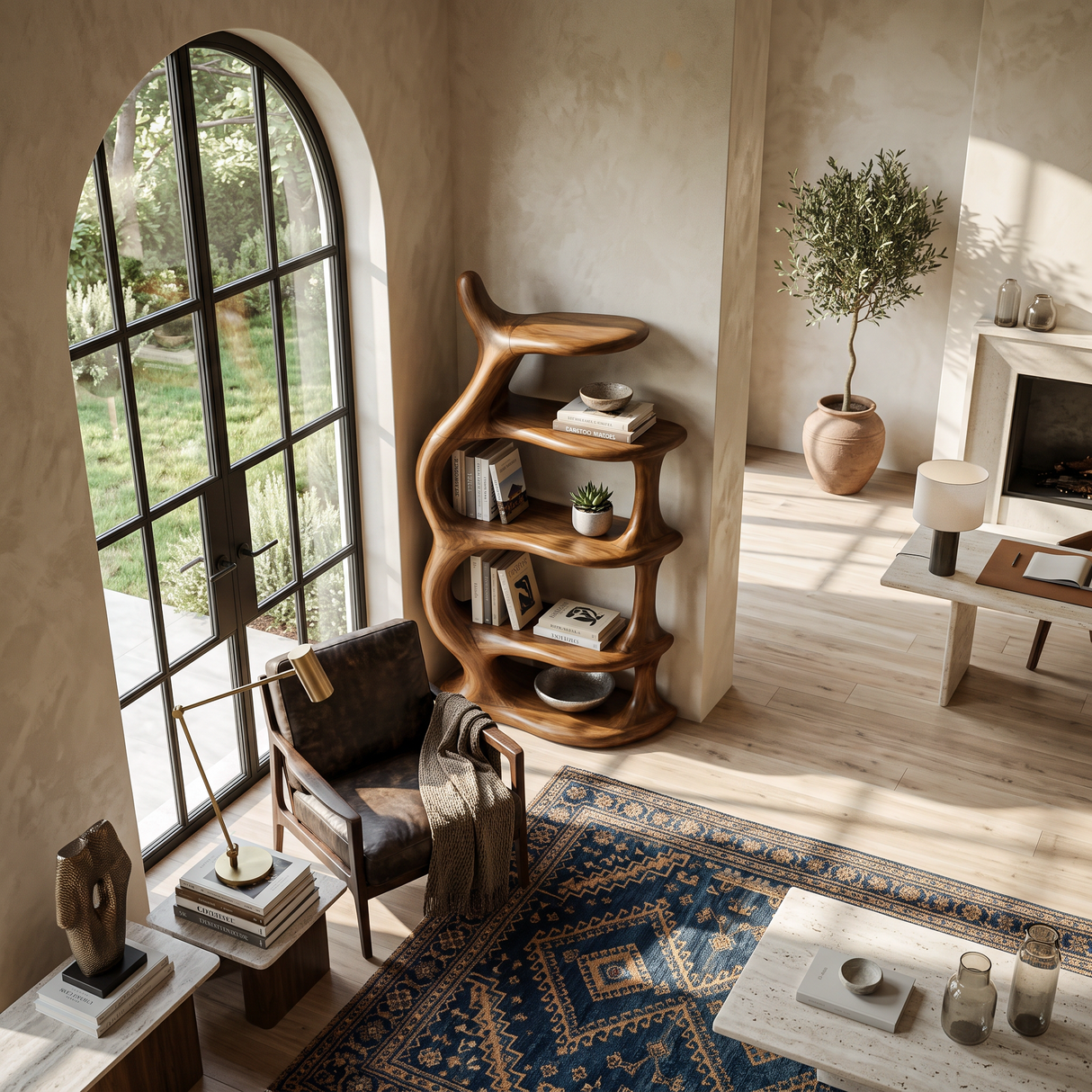 Organic Sculptural Freeform Bookshelf For Statement Contemporary Home