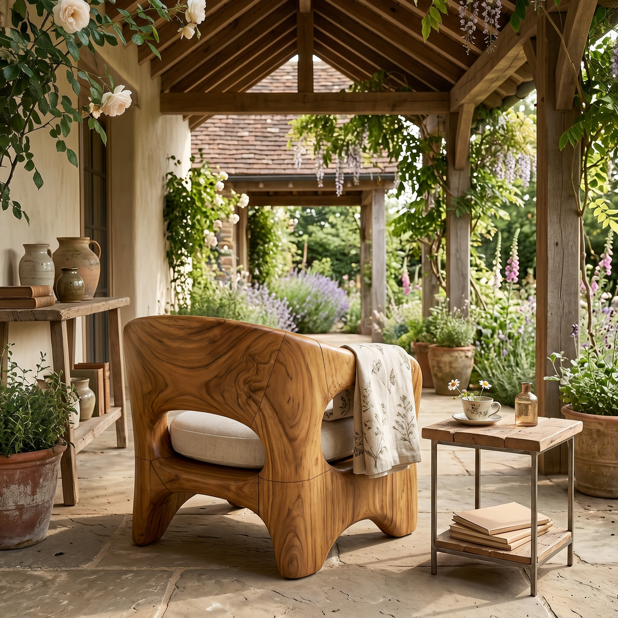 Modern Organic Wooden Chair Designer Reception Area