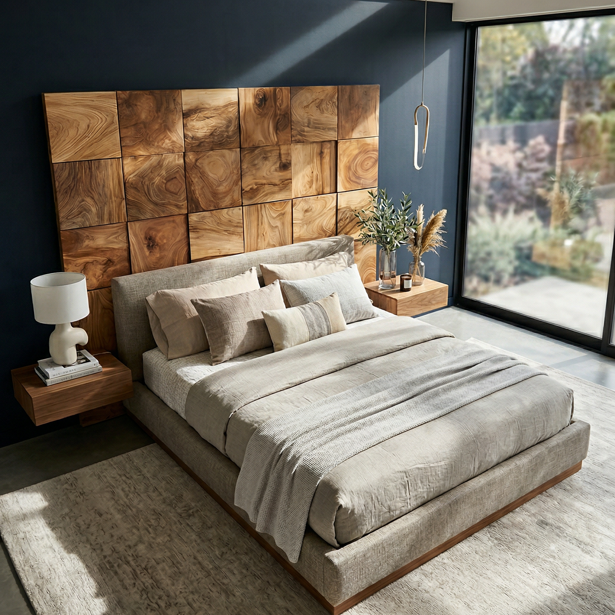 Rustic Square Panel Headboard For Modern Farmhouse Bedroom Decor