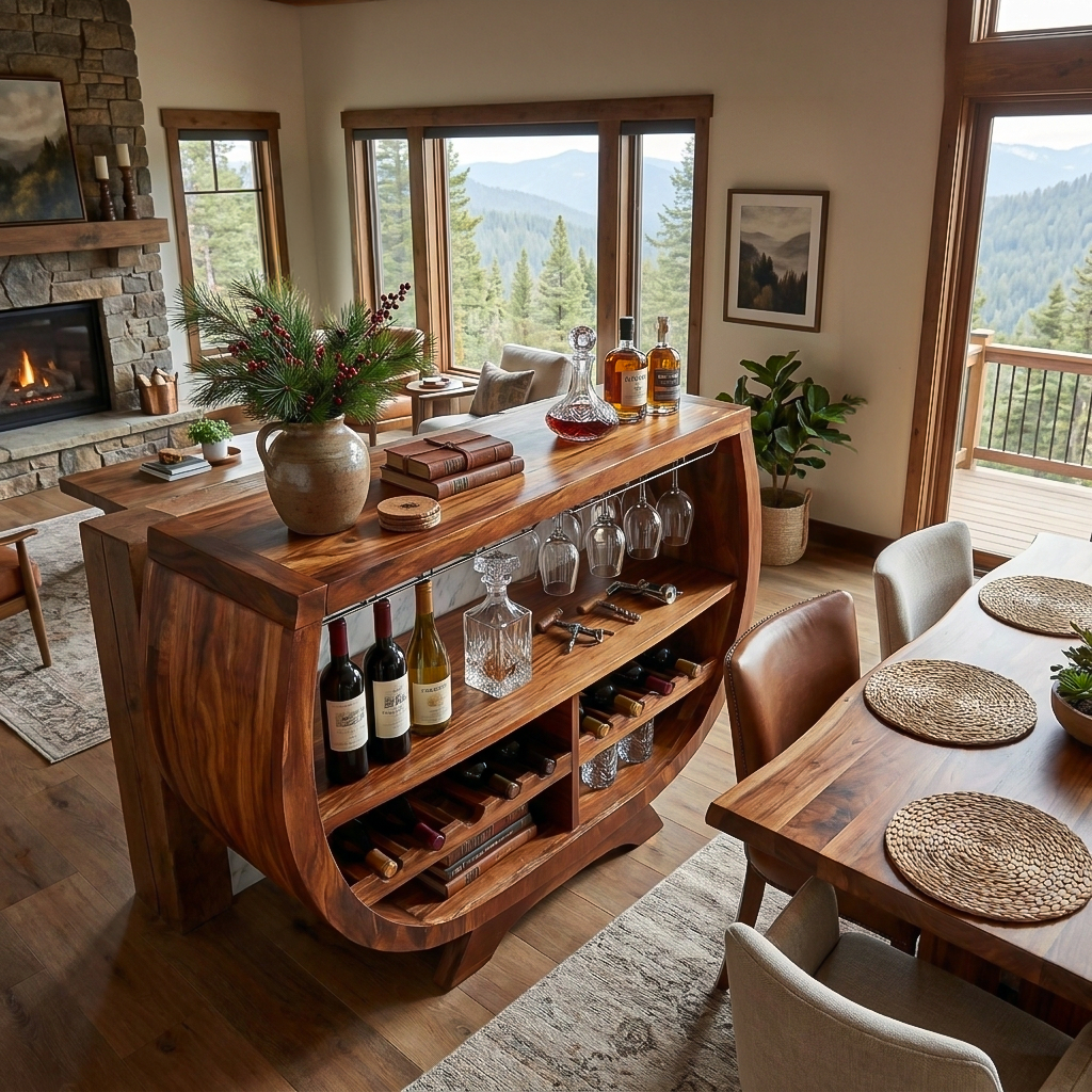 Contemporary Wine Cabinet With Wine Rack For Dining Area