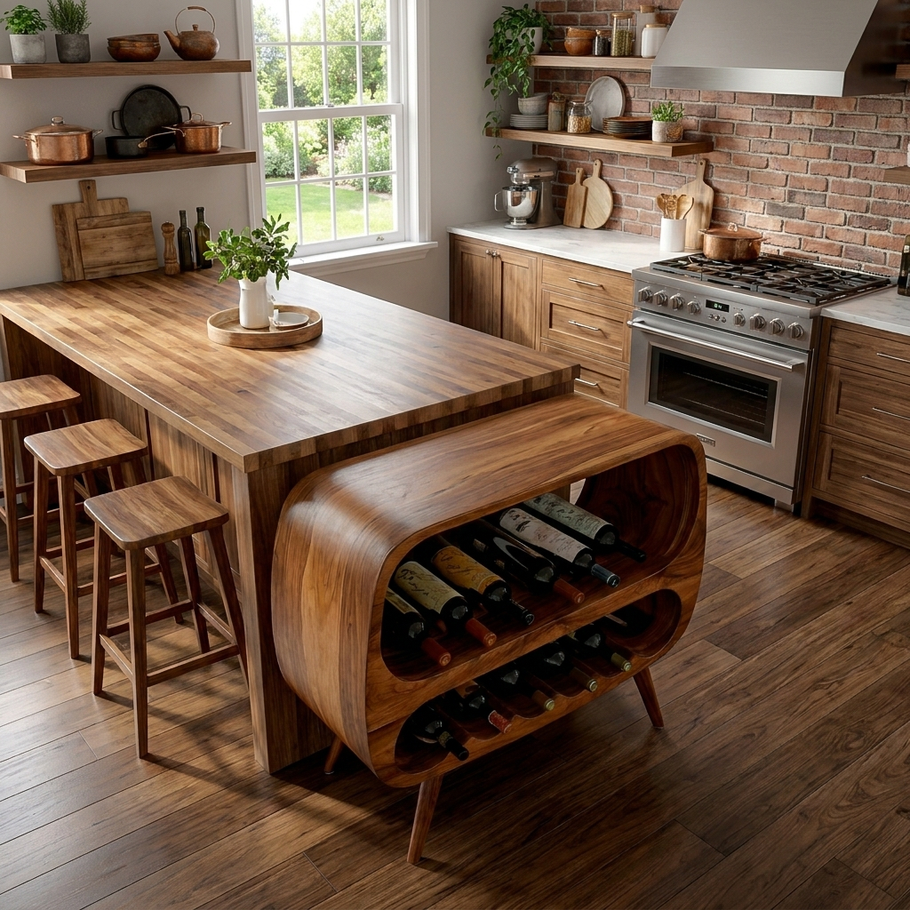 Functional Wine Storage With 2 Tiers For Bar Corner