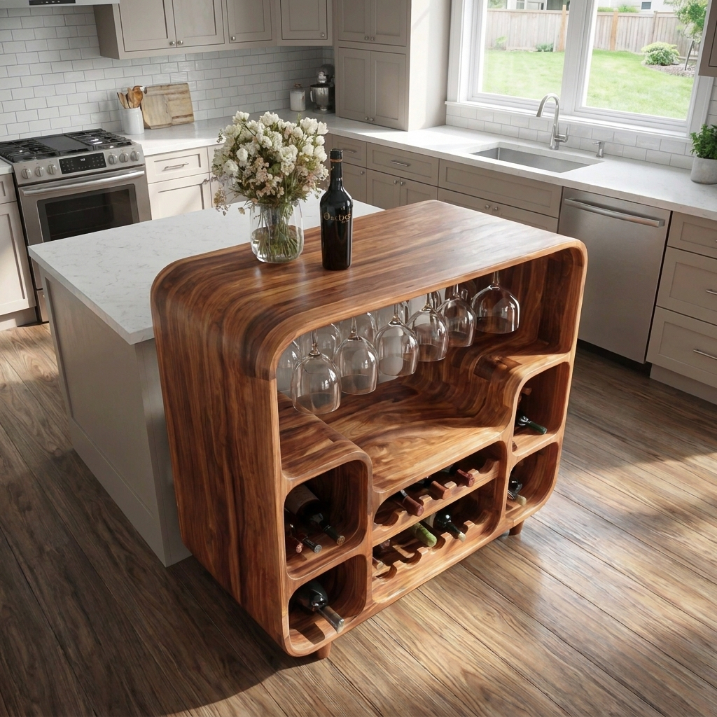 Modern Wine Cabinet With Open Bottle Display For Home Bar