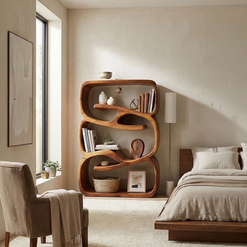 Organic Modern Bookshelf Kitchen Storage Display
