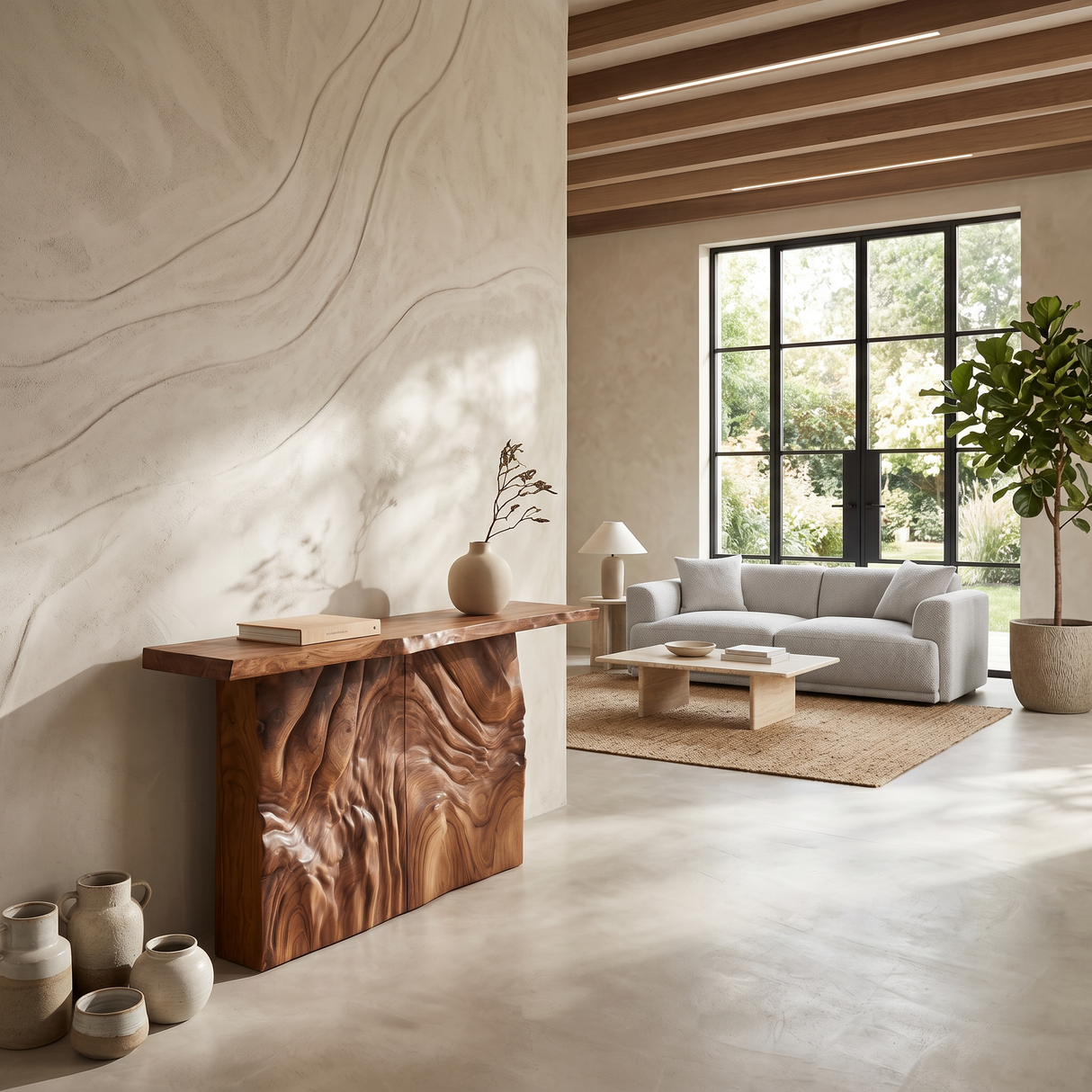 Modern Sculpted Base Display Table For Lounge Interior Space