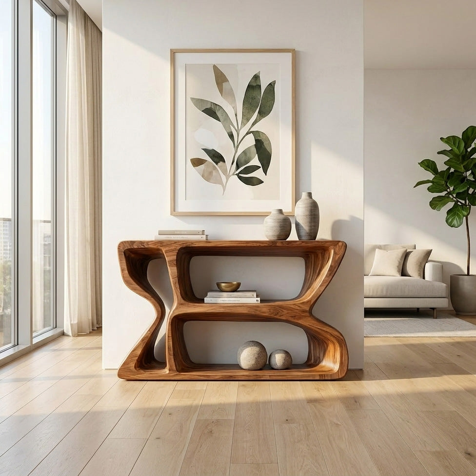 Modern Natural Wood Console Table For Living Room Storage