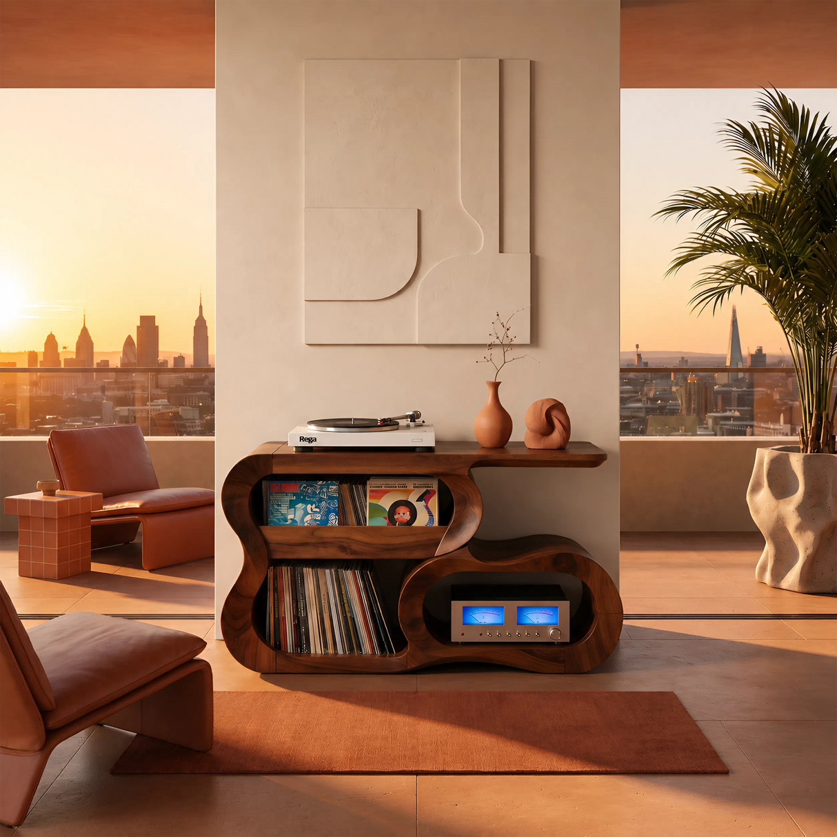 Contemporary Vinyl Record Cabinet For Studio Interior Space