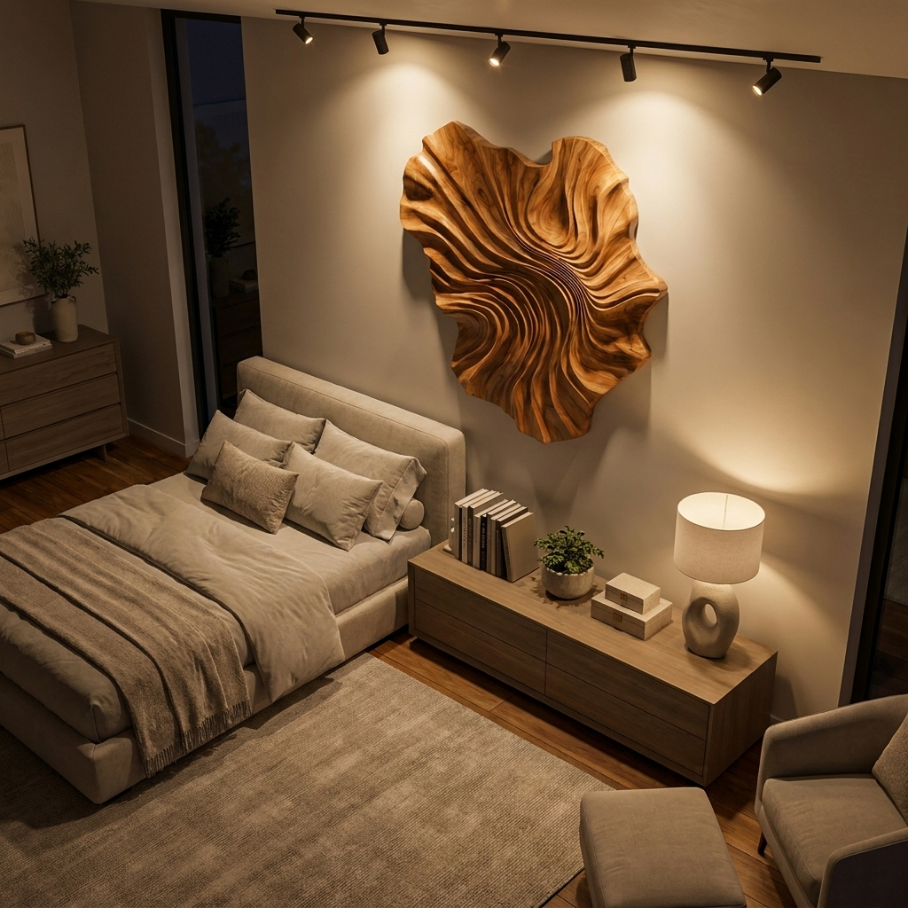 Modern Wooden Wave Wall Art For Statement Living Room Decor