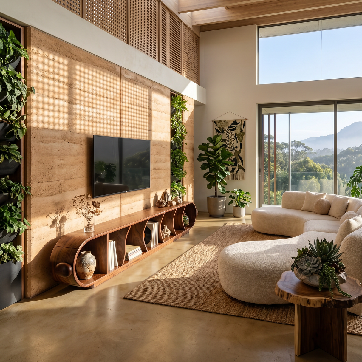 Contemporary Sculptural TV Stand For Penthouse Living Room