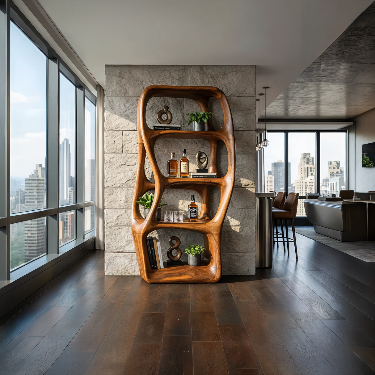 Modern Artistic Bookshelf Display Organizer For Living Room
