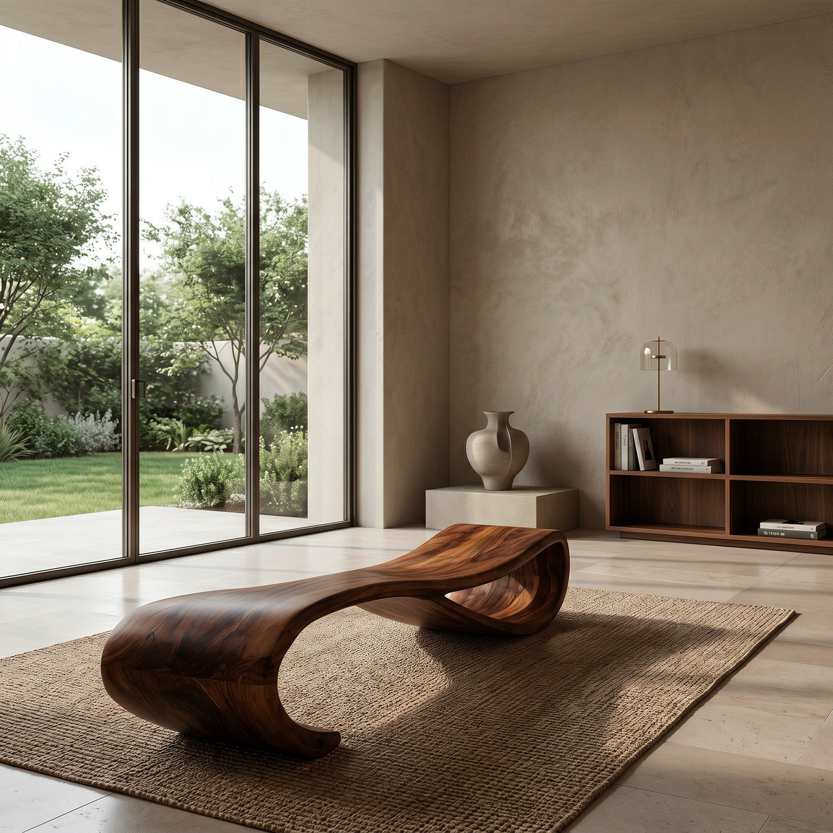 Modern Statement Bench With Soft Curved Lines For Entryway