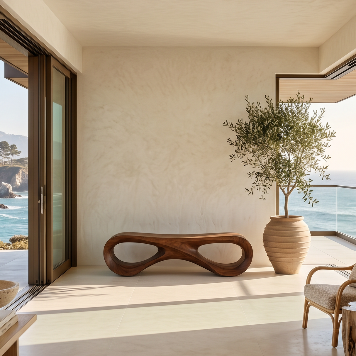 Modern Infinity Loop Bench For Living Room Interior
