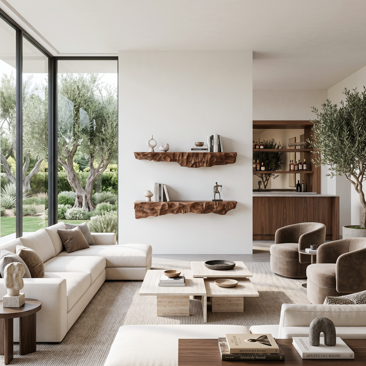 Artistic Sculptural Floating Shelf For Living Room