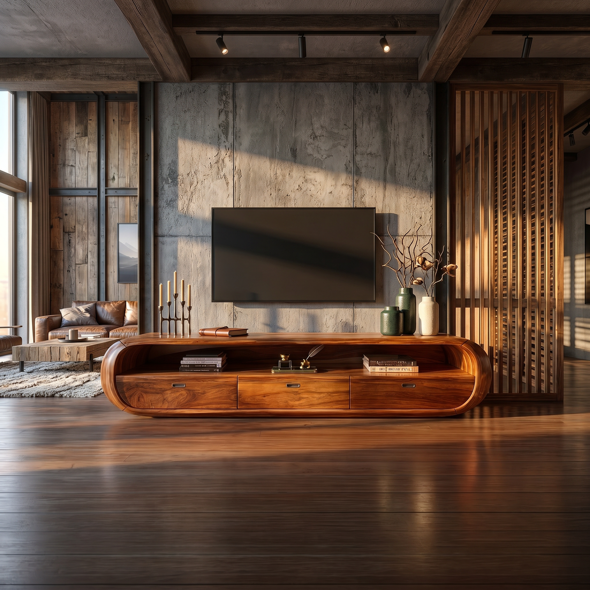 Japanese Zen TV Stand For Wabi Sabi Interior Design