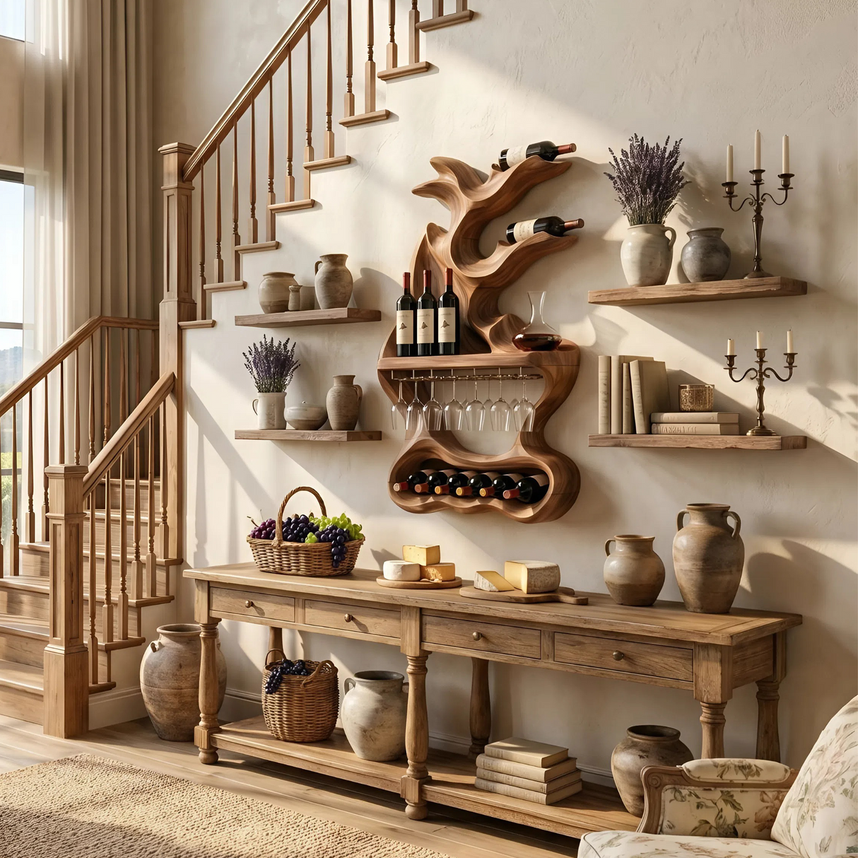 Contemporary Sculptural Wine Organizer For Dining Space