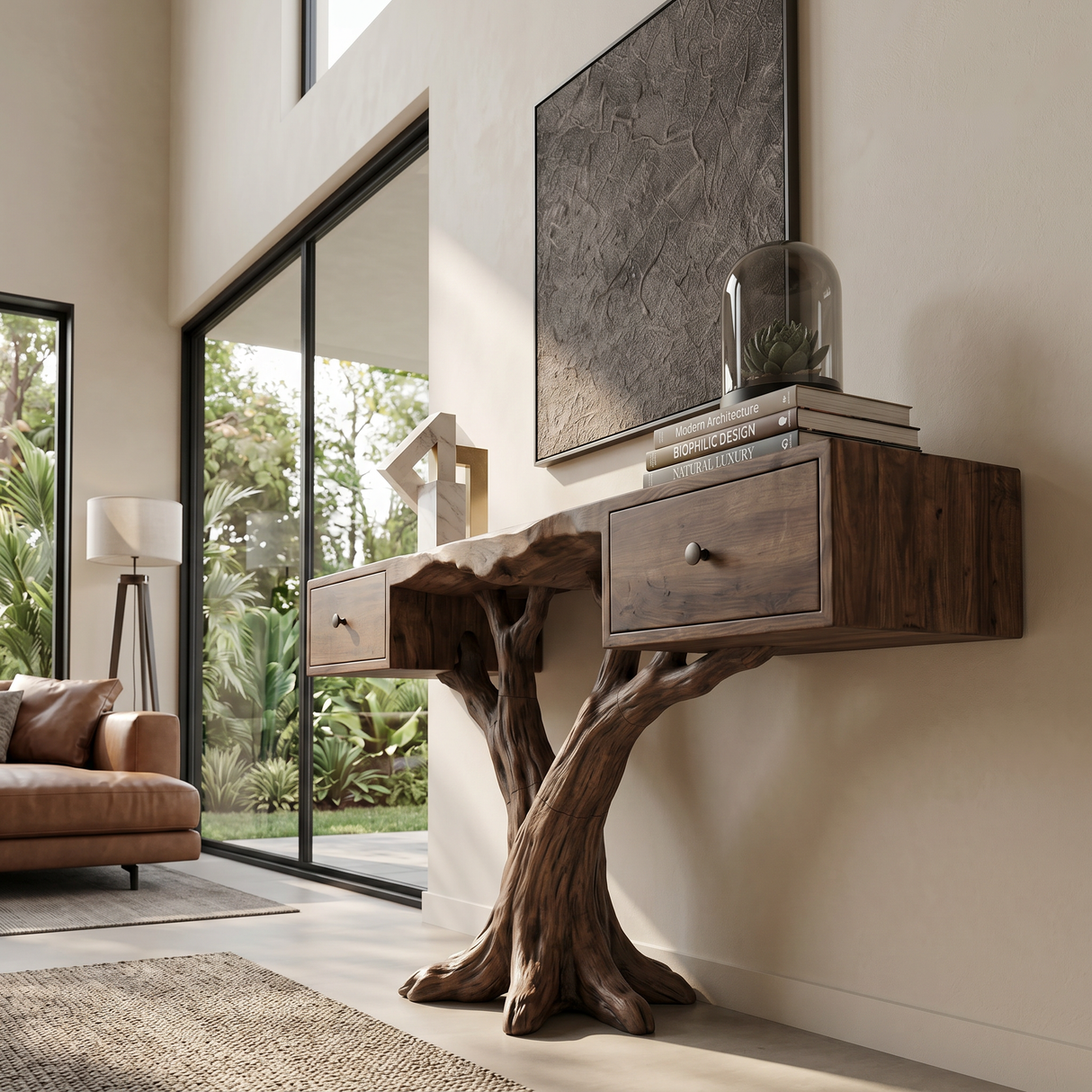 Organic Live Edge Console Table Contemporary Hallway
