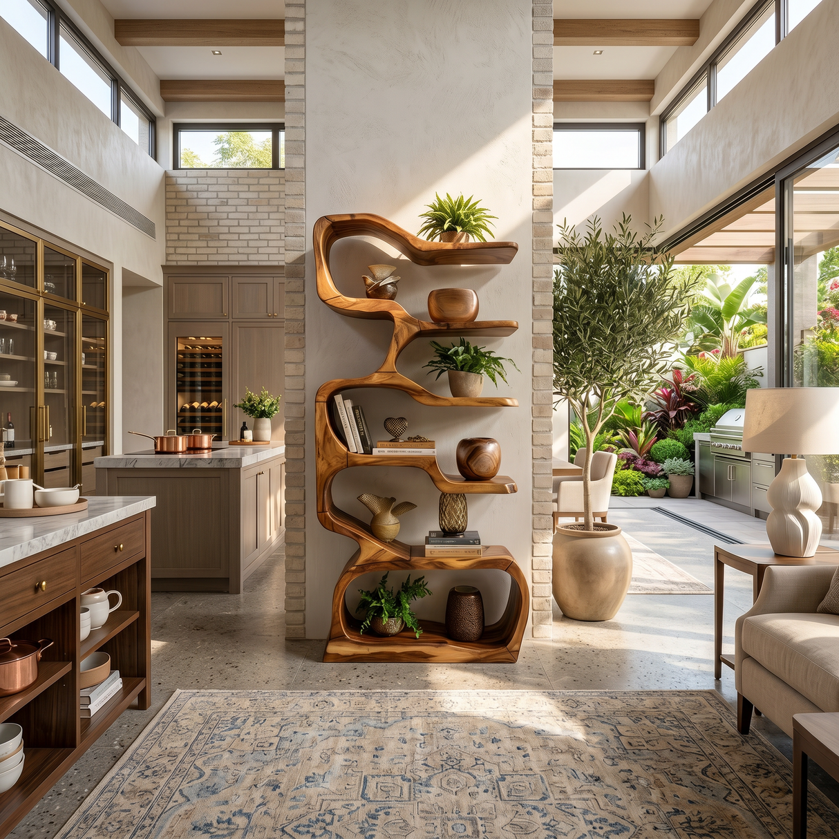 Organic Wooden Display Shelf For Coastal Living