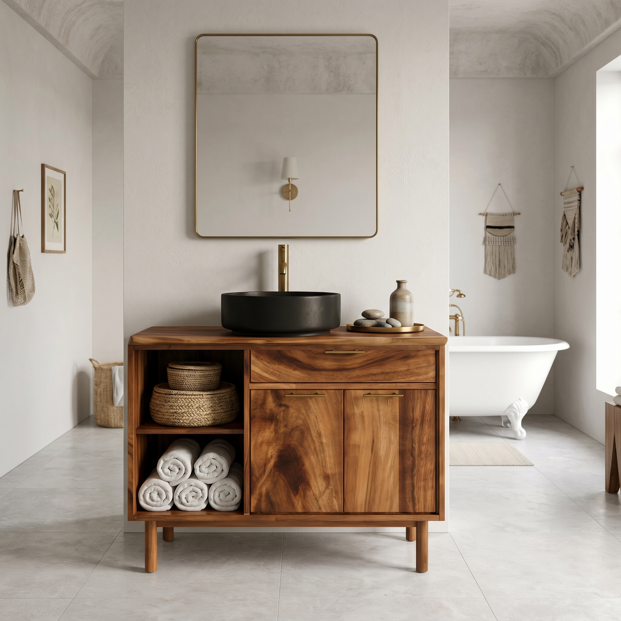 Minimalist Wood Bathroom Vanity For Contemporary Bath