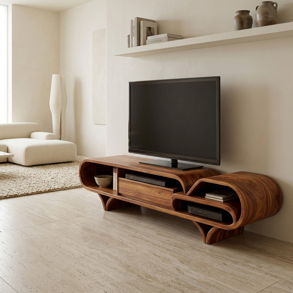 Mediterranean Modern Wooden TV Stand For Living Room