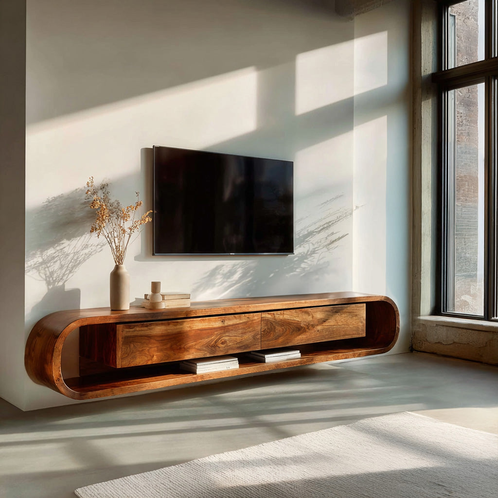 Organic Floating Sculptural TV Console For Living Room