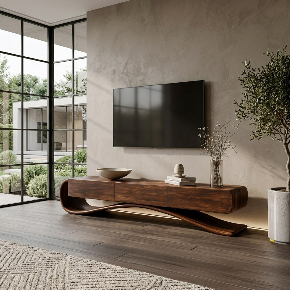 Organic Modern Cantilever TV Console For Living Room Decor