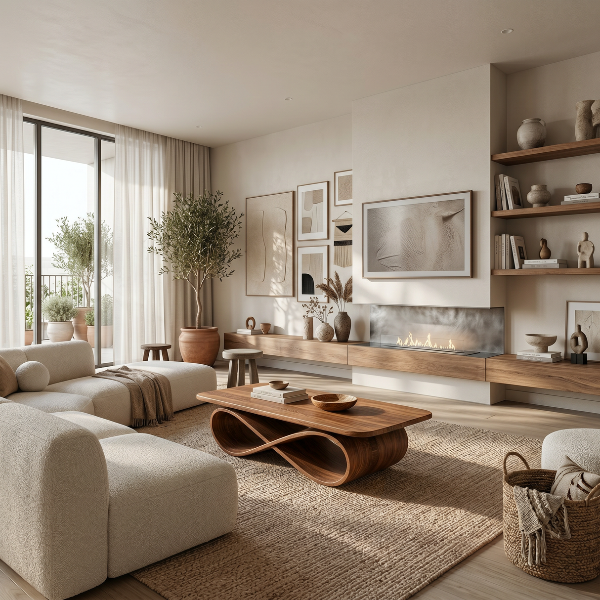 Organic Coffee Table With Twisted Ribbon Base For Luxury Interior