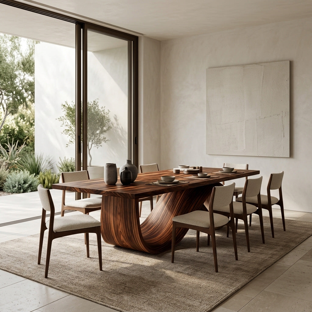 Modern Dining Table With Infinity Curve Base For Luxury Dining