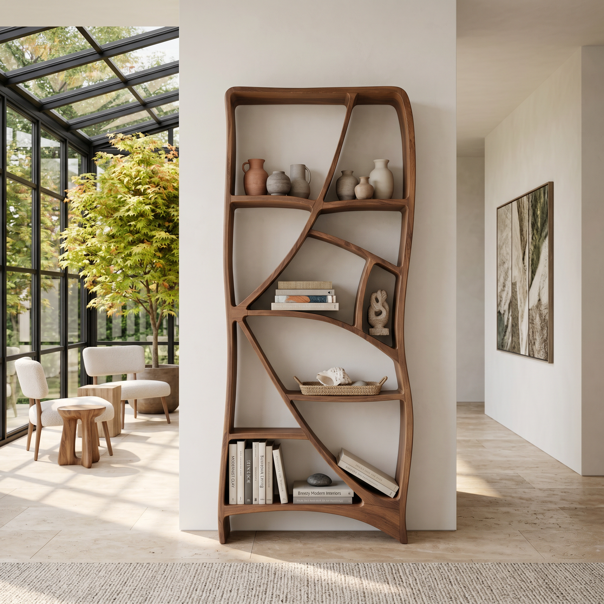 Minimalist Display Bookshelf For Cozy Lounge Corner
