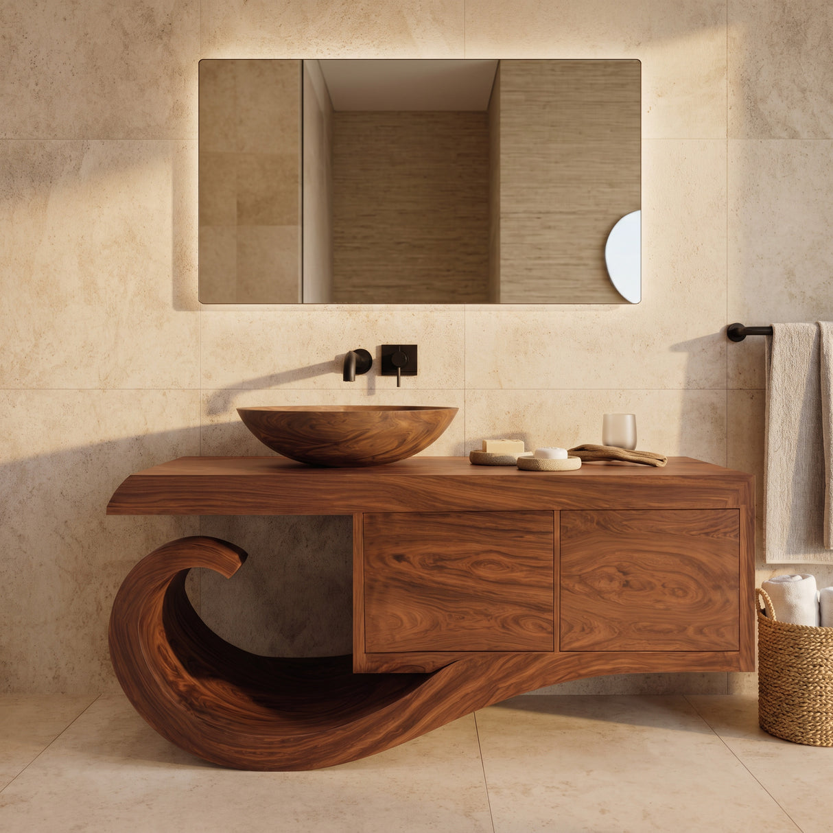 Contemporary Wooden Bathroom Vanity With Storage For Bathroom