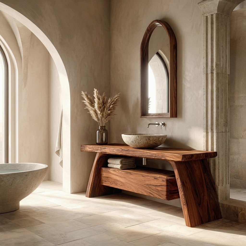 Modern Wooden Bathroom Vanity With Integrated Cabinet For Bathroom