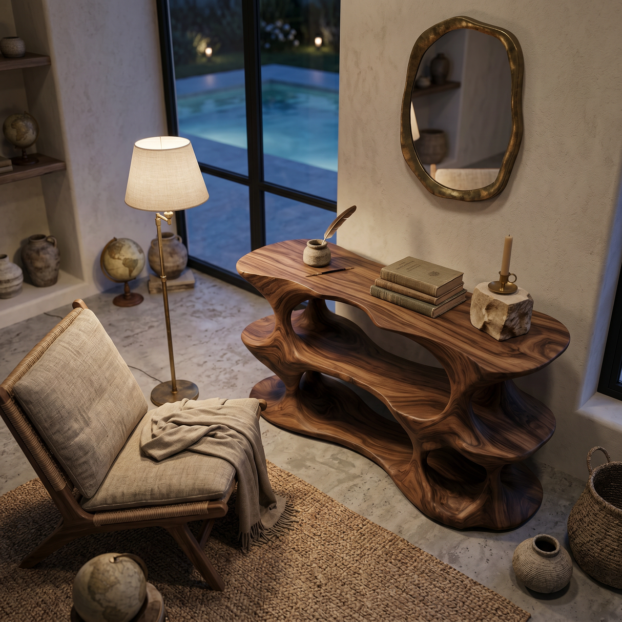 Modern Natural Wood Console Table For Living Room Decor